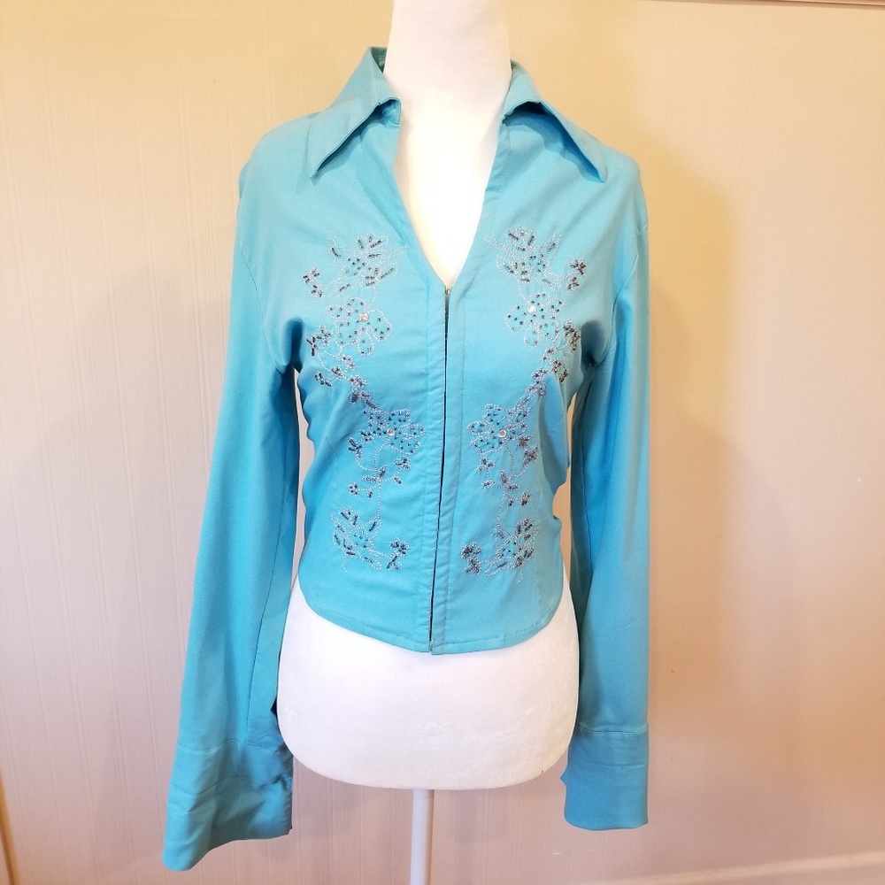 Fashionline Couture Light blue embellished blazer